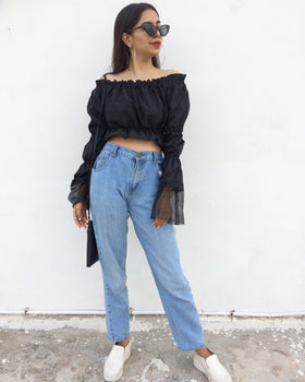 Off Shoulder Duo Balloon Top