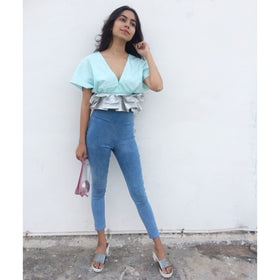 Ruffle Belt VNeck Top