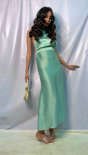 Backless Halterbeck Sheath fit co-ords
