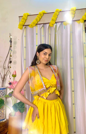 Tri-Layer Ruffle Lehenga with Tie-Dye jacket