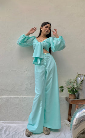 Tie the Knot croptop with Tilted Zip Co-ords