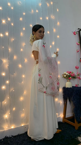 Hans waala Safed Floral Ethnic Co-ords set 