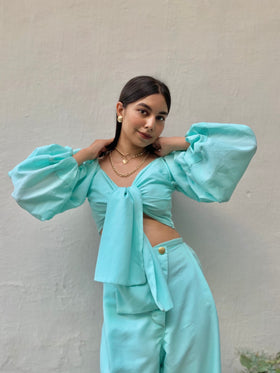 Tie the Knot croptop with Tilted Zip Co-ords