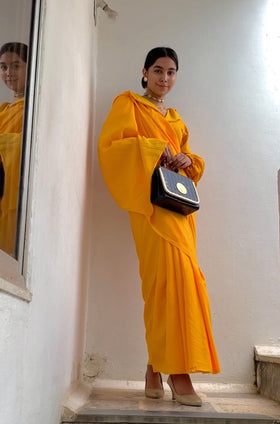 Basic sari with semi-formal top.
