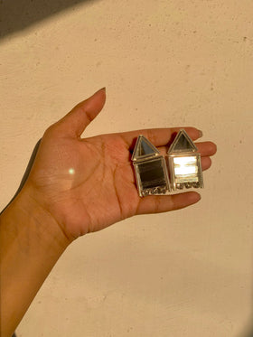 Overlapped Mirror earrings.