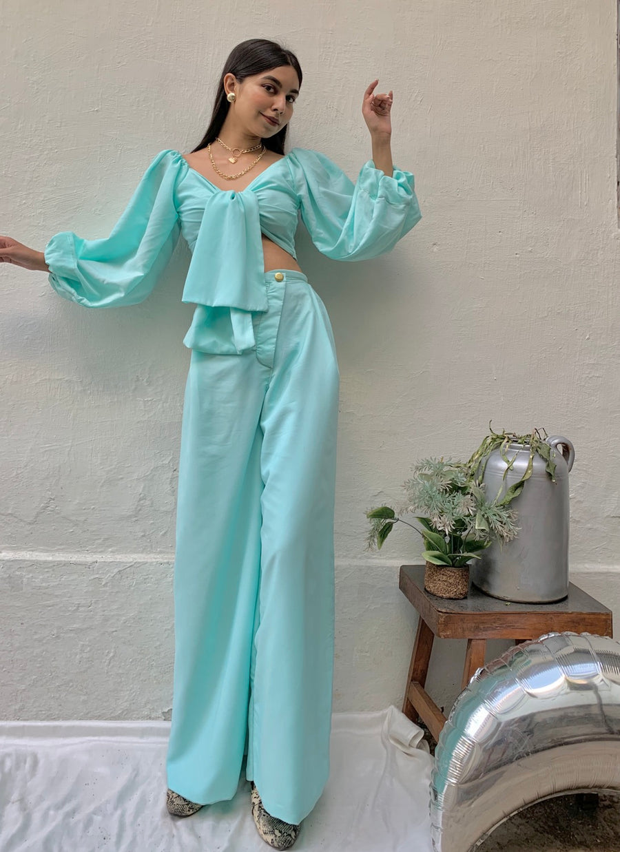 Tie the Knot croptop with Tilted Zip Co-ords
