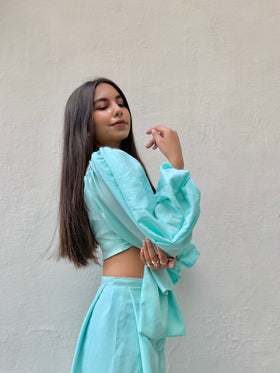 Tie the Knot croptop with Tilted Zip Co-ords