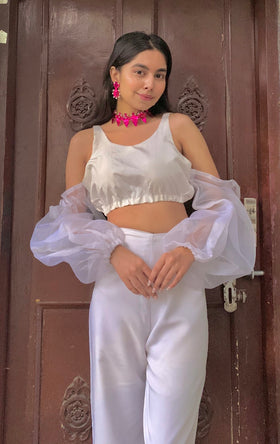 Transparent Balloon Sleeves mini croptop