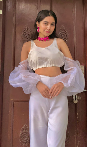 Transparent Balloon Sleeves mini croptop