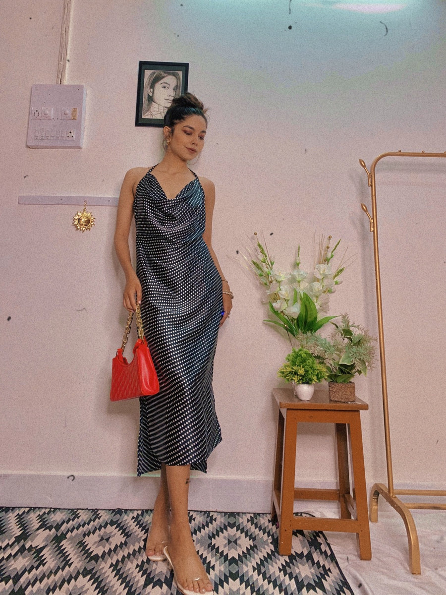 Cowl neck BobbyPrint Slip on dress.