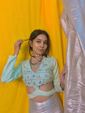HINT OF MINT SILVER HANDWORK BLOUSE