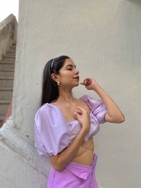 Snap Hook Balloon Sleeves croptop