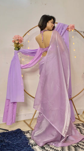 Lilac Butterfly Sequin Saree