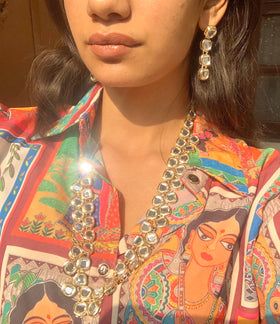 AD cut Polki long Necklace Set || Polki2 ||