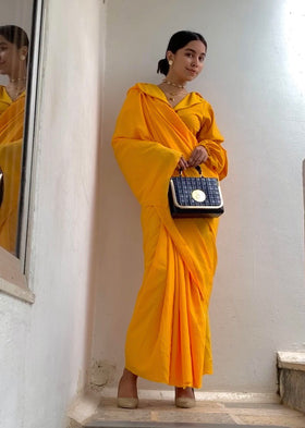 Basic sari with semi-formal top.
