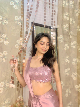 The Mauve Mousse Sequin Shimmer Saree