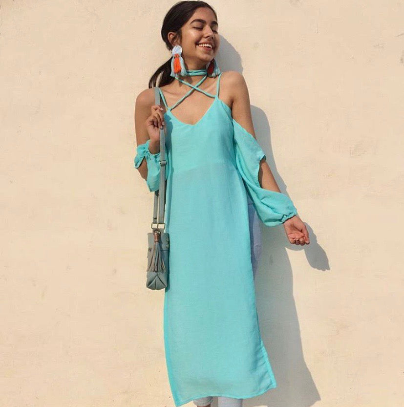 Cris-Cross neckline kurti