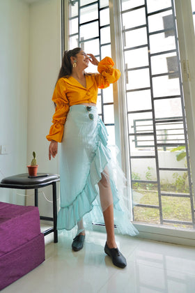 OVERLAPPED RUFFLE SKIRT