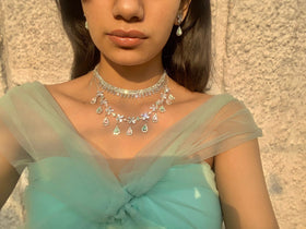 Two Layer AD necklace set  || AD2 ||
