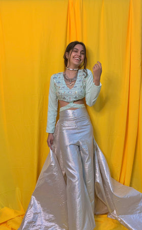 HINT OF MINT SILVER HANDWORK BLOUSE