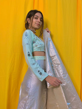 HINT OF MINT SILVER HANDWORK BLOUSE