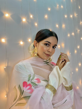 Hans waala Safed Floral Ethnic Co-ords set 