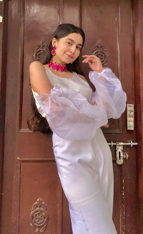 Transparent Balloon Sleeves mini croptop