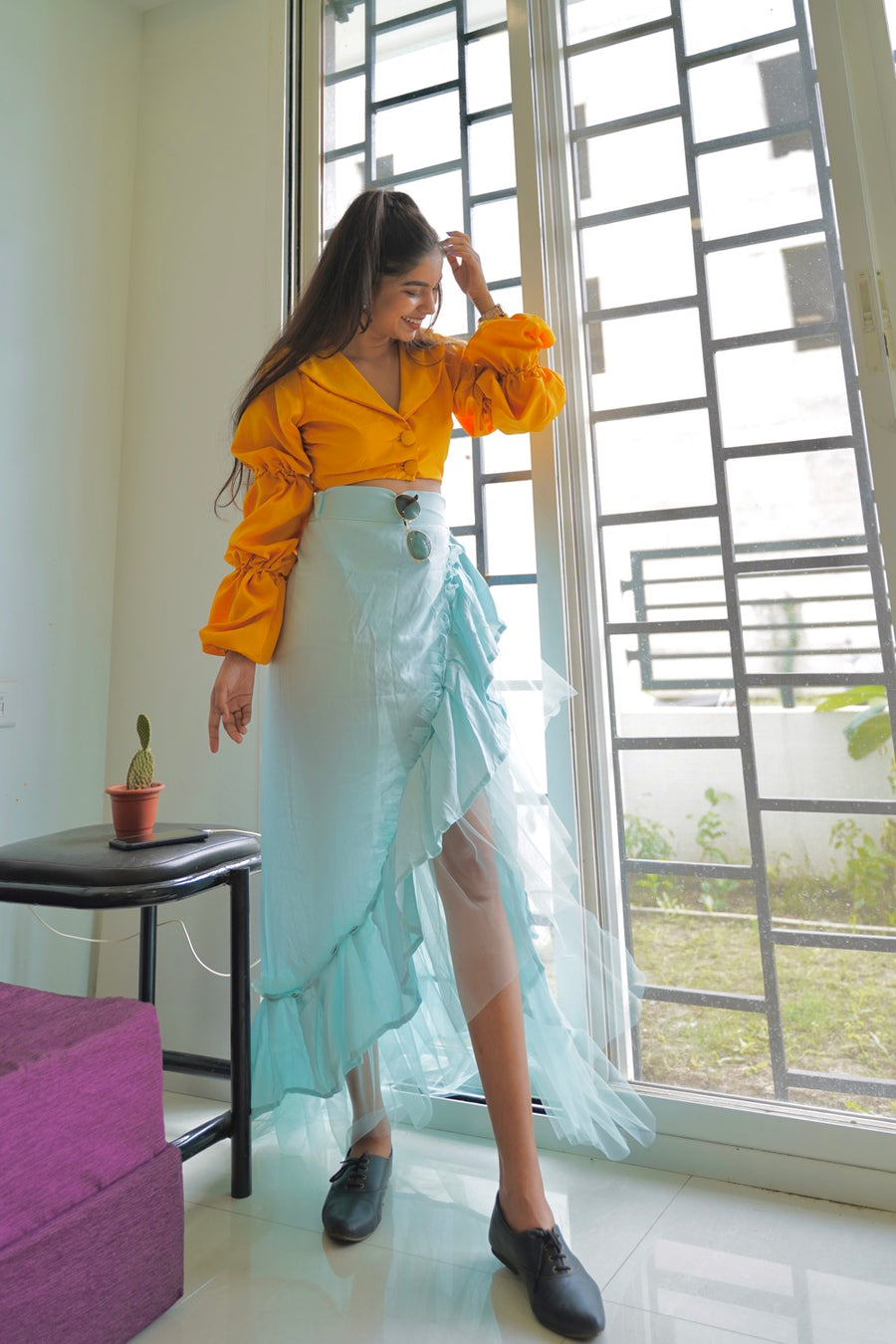 OVERLAPPED RUFFLE SKIRT