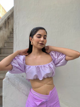 Snap Hook Balloon Sleeves croptop