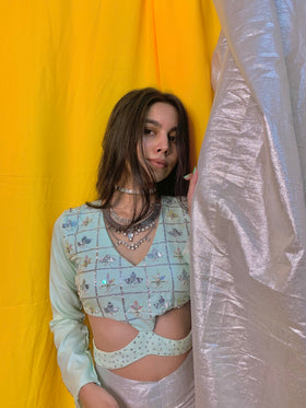 HINT OF MINT SILVER HANDWORK BLOUSE