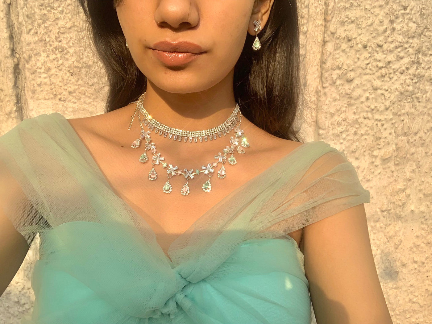 Two Layer AD necklace set  || AD2 ||