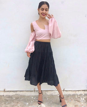 Single Shoulder mid-Cut top.