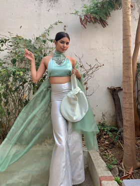 Backless Halter neck Ethnic Co-ords.