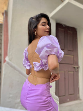 Snap Hook Balloon Sleeves croptop