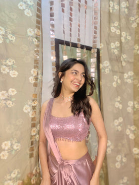 The Mauve Mousse Sequin Shimmer Saree