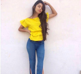 Boatneck Ruffle Top
