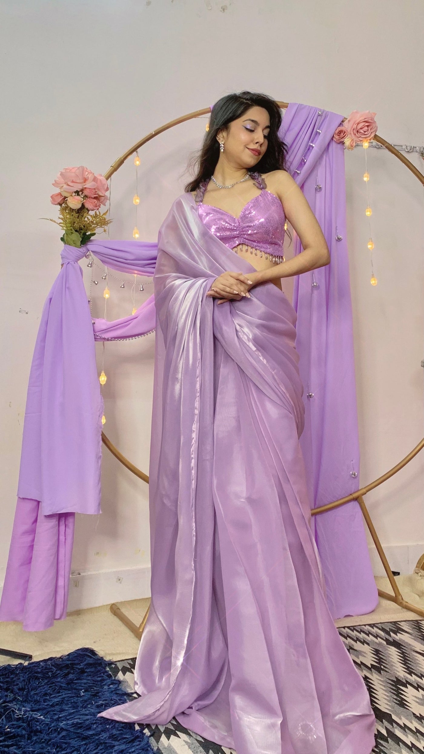 Lilac Butterfly Sequin Saree