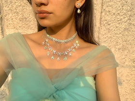 Two Layer AD necklace set  || AD2 ||